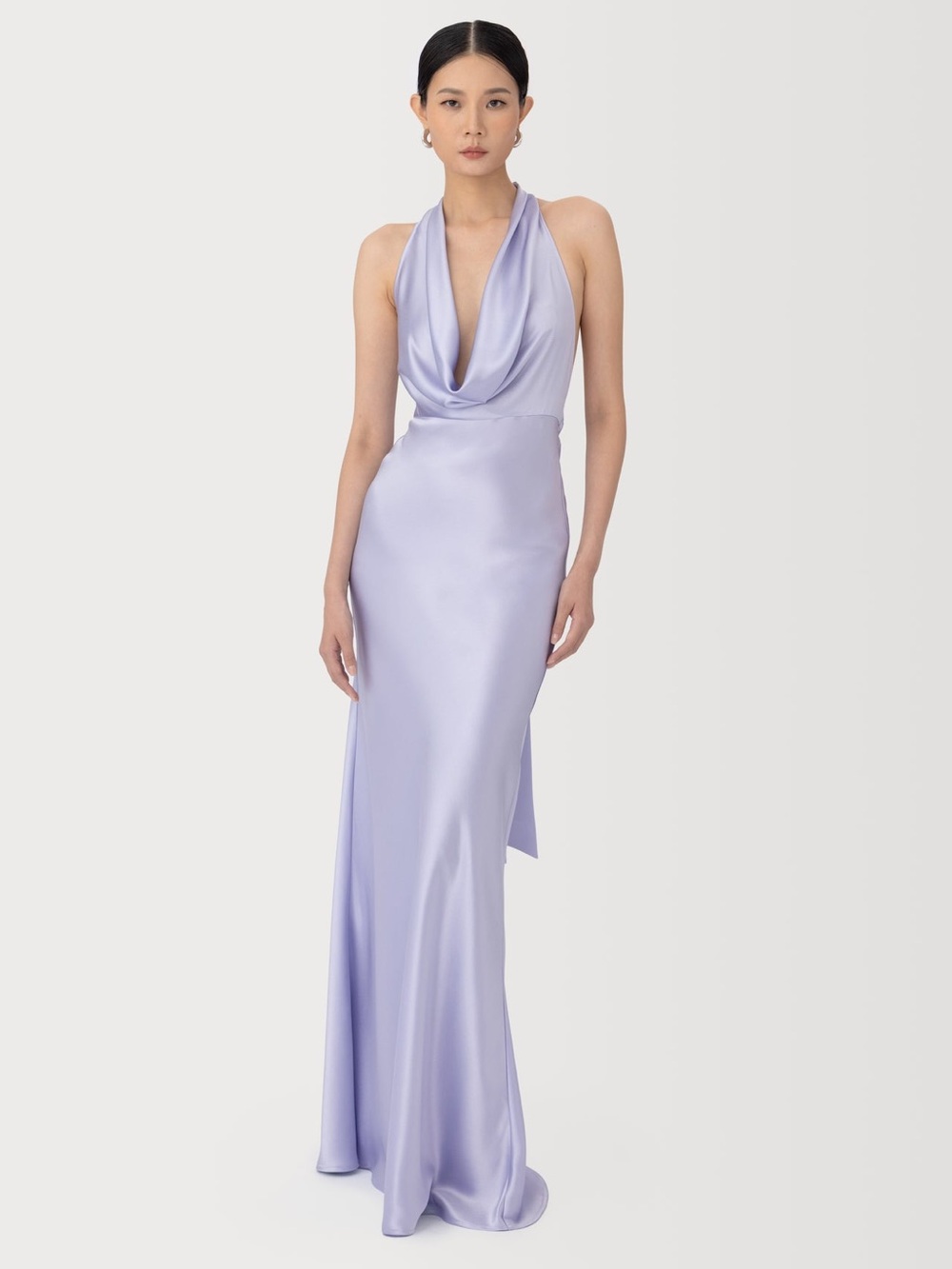 Sau Lee Pearl Satin Gown in Dusty Lavender 10